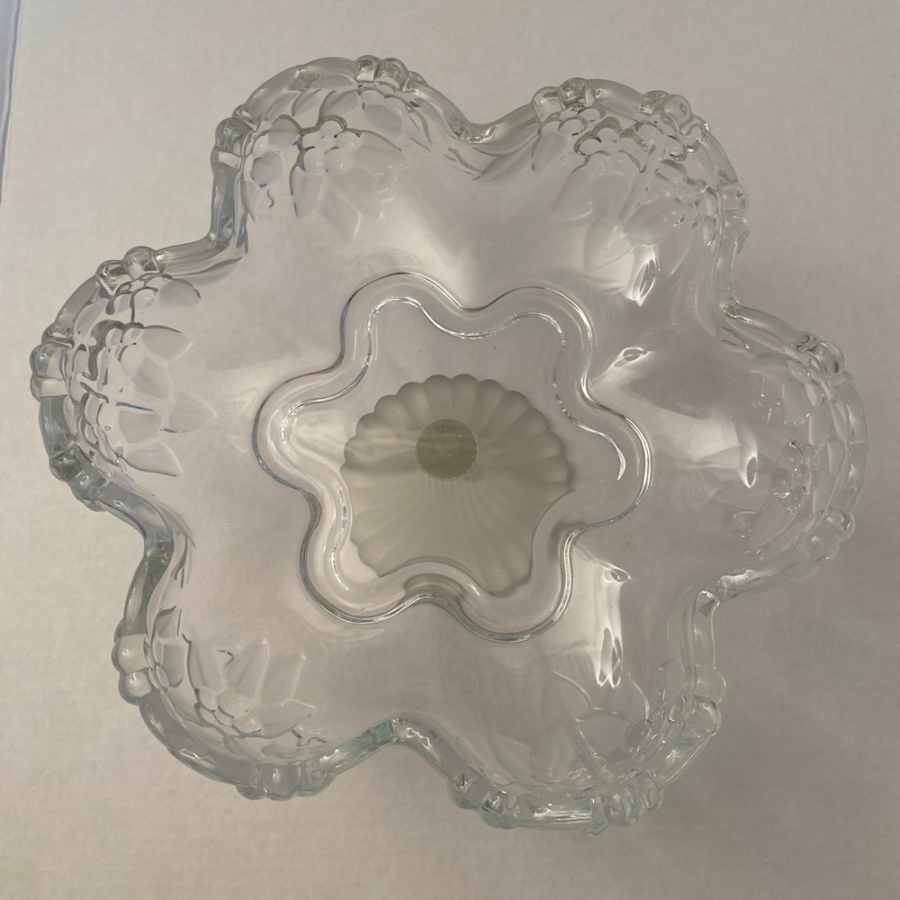 Walther-Glad “Carmen”Frosted Floral Pedestal Serving Bowl 10inD 6inH